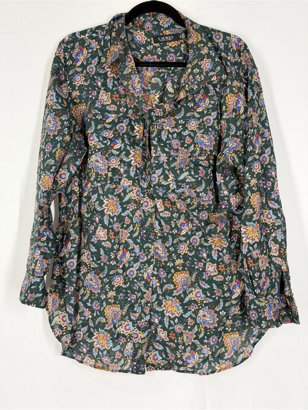 Ralph Lauren Dark Green Multicolor Floral Button-Down Shirt